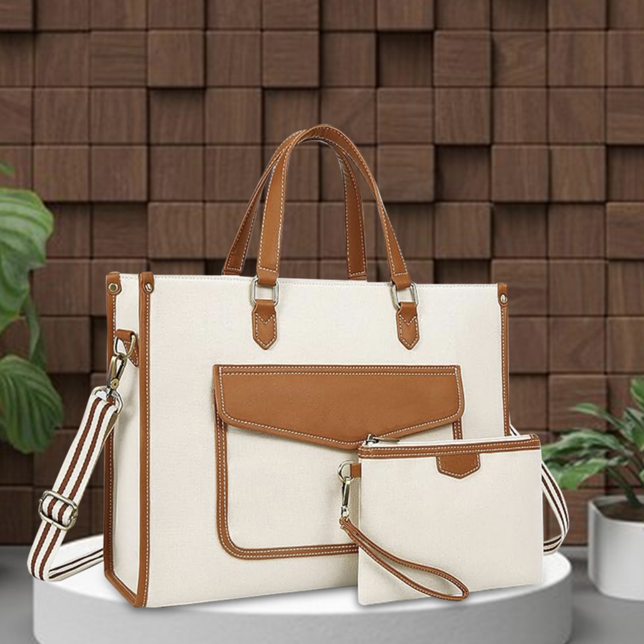 Viral Canvas Beige Tote Bag