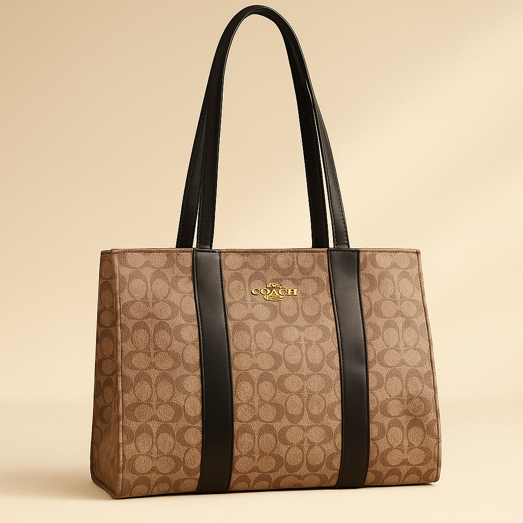 Coach Signature Tote Bag Tan Brown