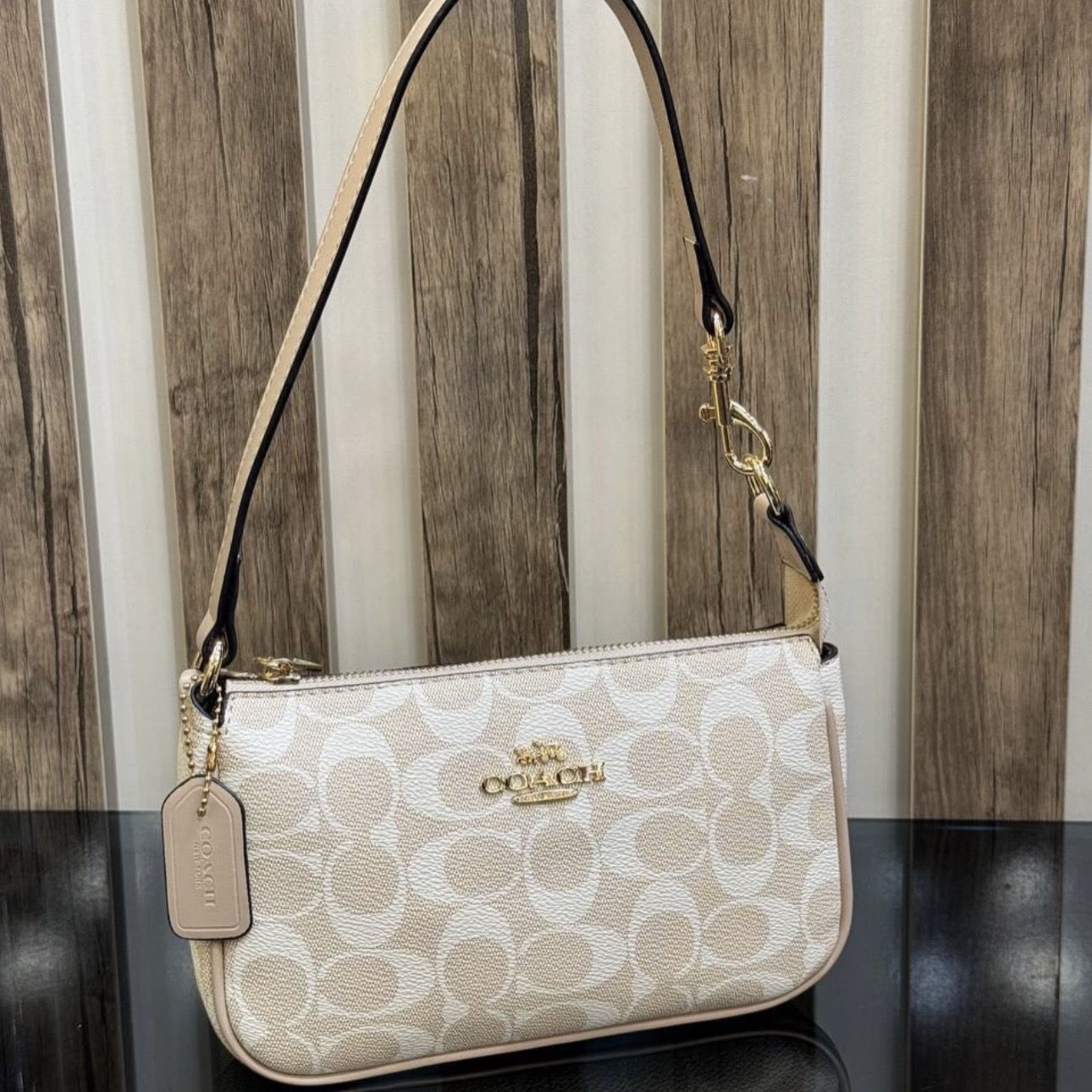Coach Signature Teri Shoulder Bag Beige