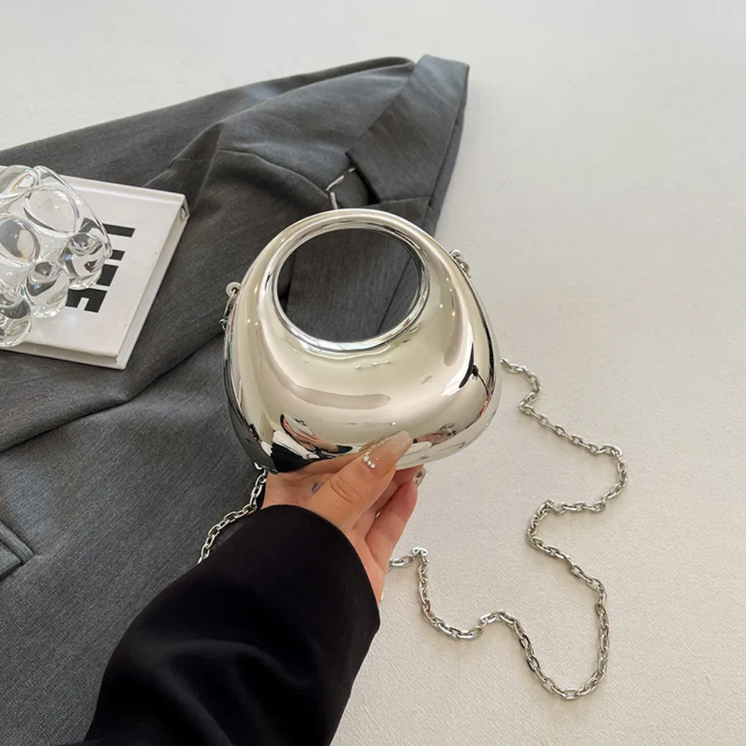 Luxury Metallic Acrylic Clutch- Silver