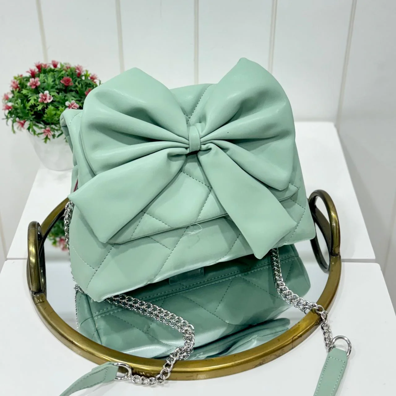 Korean Bow Bag Sea Green