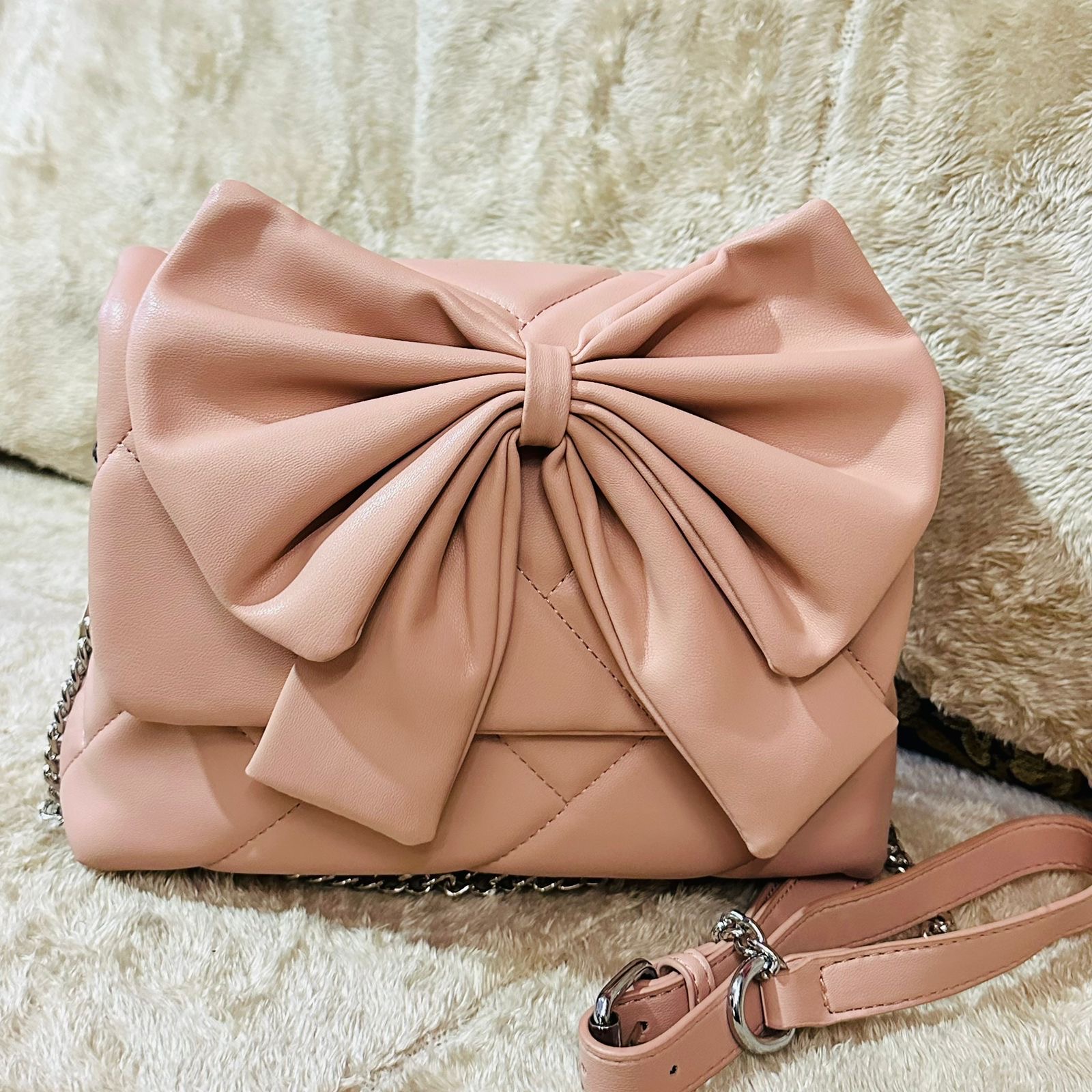 Korean Bow Bag blush peach