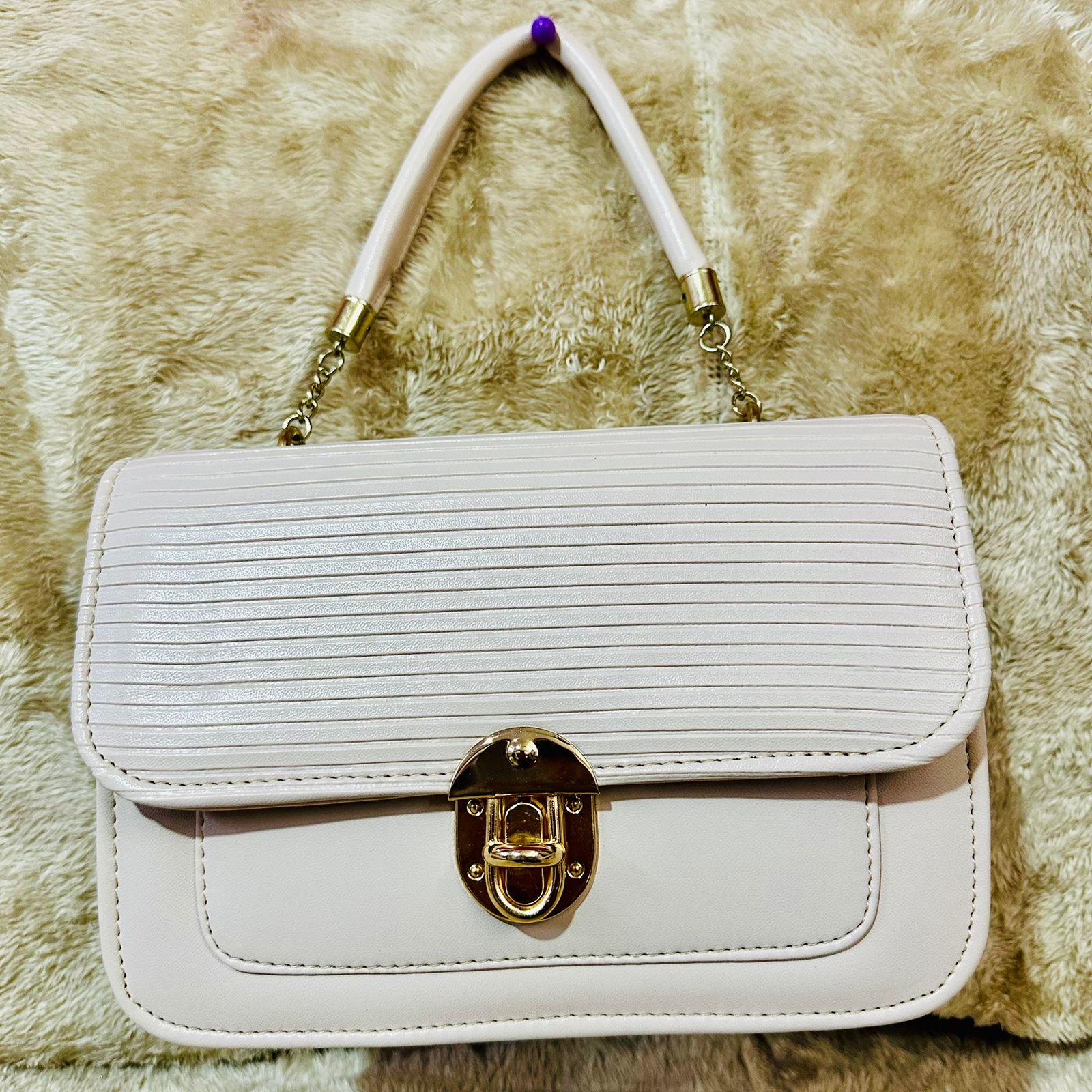 Korean Beige lock Handbag and sling