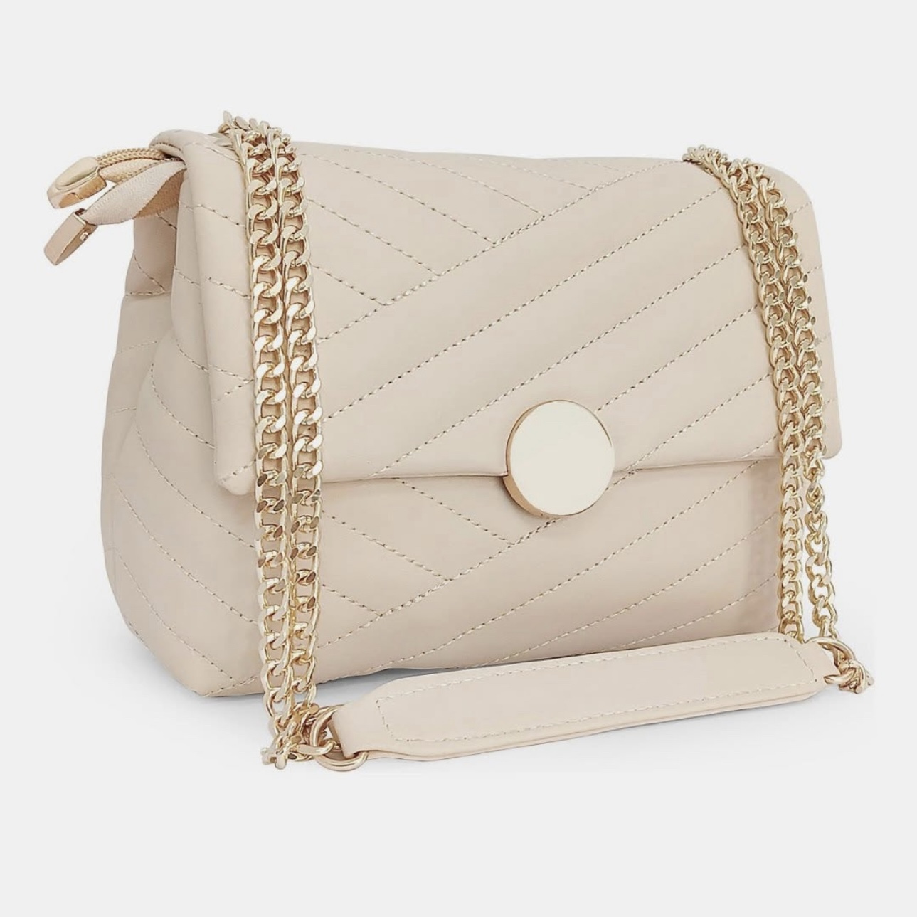 Paris Glow Chain Shoulder Bag- Vanilla