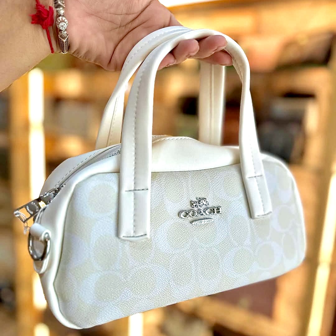 Coach White Mini Barrel Satchel Bag