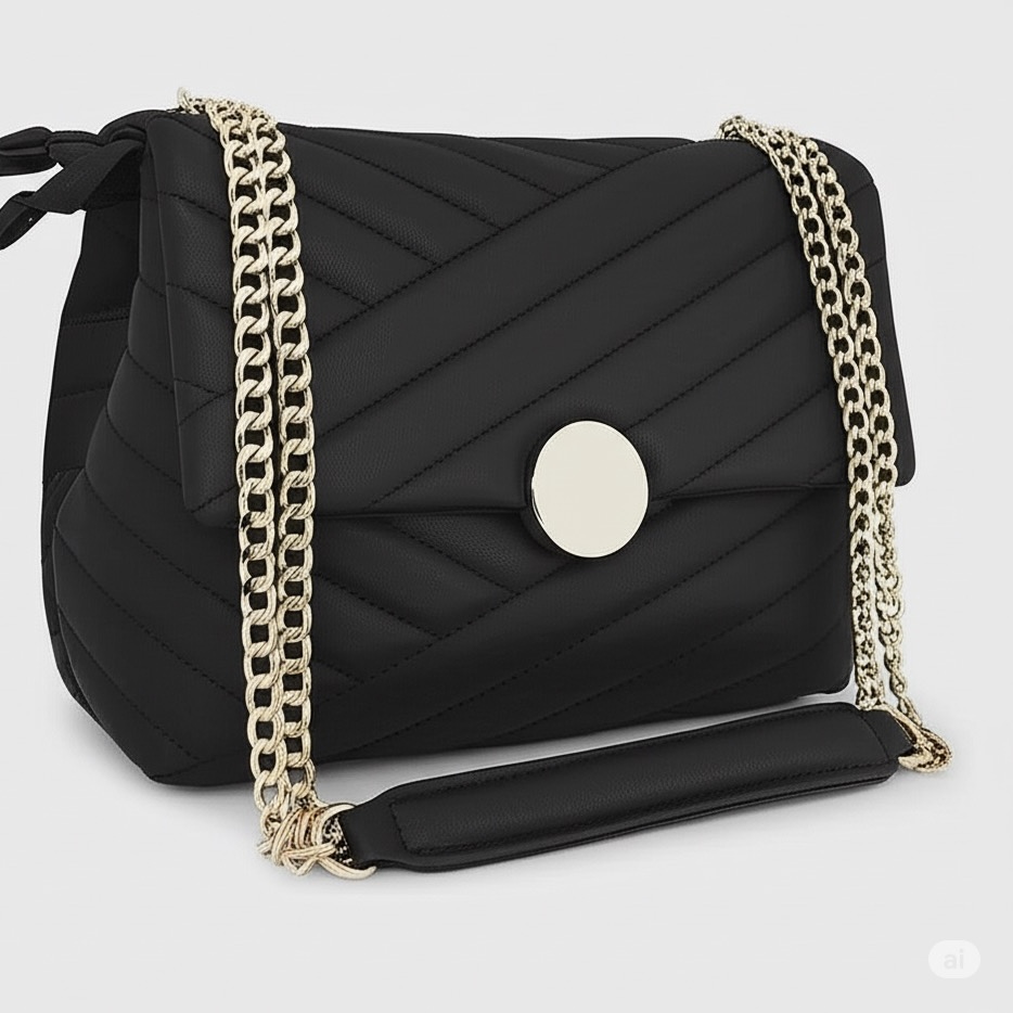 Paris Glow Chain Shoulder Bag Royal Black