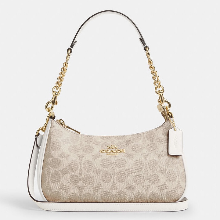 Coach Signature Teri Shoulder Bag Beige