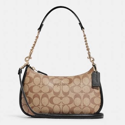 Coach Signature Teri Shoulder Bag Tan brown