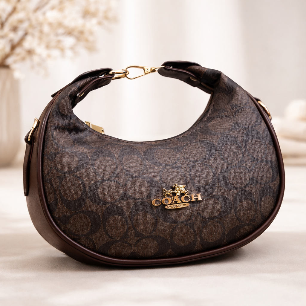 Coach Signature Canvas Hobo Shoulder Bag-Dark brown