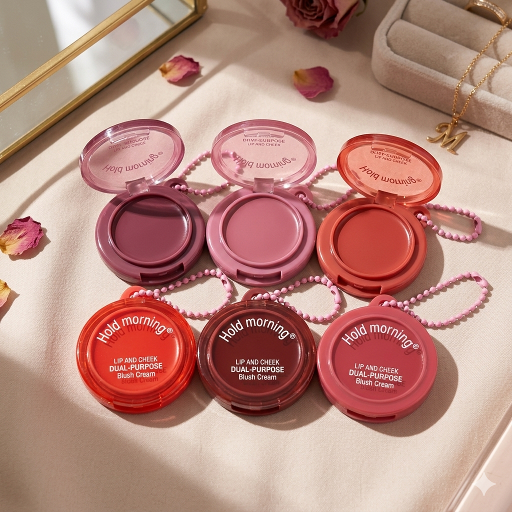 Hold Morning Mini Tint Kit | 6 Vibrant Shades for Lips & Cheeks | All-in-One Portable Makeup Stack | Waterproof & Blendable Natural Glow Finish | Aesthetic 2-in-1 Blush Cream Set