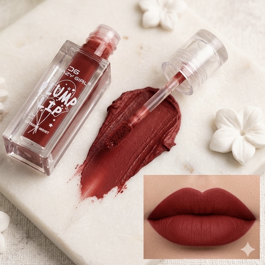 CRAZY GIRL Plump Lip Velvet Moose Lipstick | Long Lasting Velvet Matte Finish Lip Tint for Women & Girls | Highly Pigmented & Lightweight Formula | Smudge-Proof & Hydrating Lip Gloss with Soft Applicator-Boss Attitude