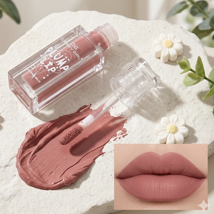 CRAZY GIRL Plump Lip Velvet Moose Lipstick | Long Lasting Velvet Matte Finish Lip Tint for Women & Girls | Highly Pigmented & Lightweight Formula | Smudge-Proof & Hydrating Lip Gloss with Soft Applicator-Very Nude