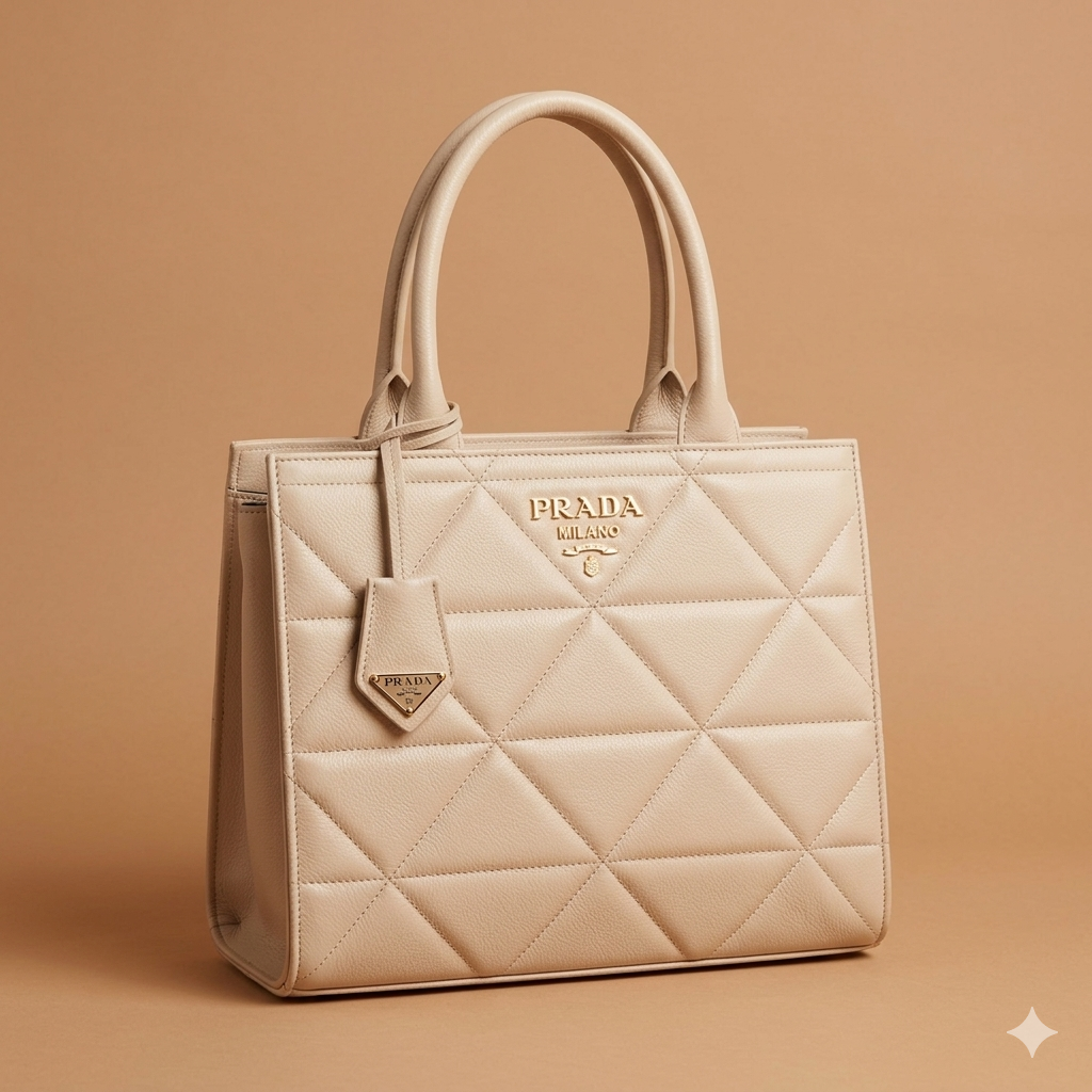 Prada Milano Cashmere Geometric Satchel Tote Bag